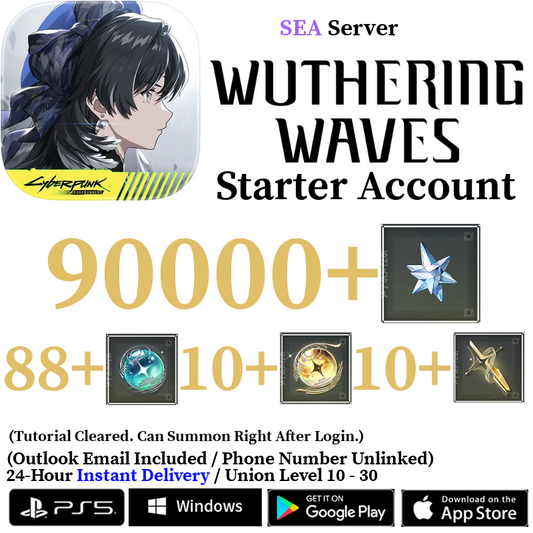 [SEA] [INSTANT] 7000-90000 Astrite, 100+ Tides Wuthering Waves Starter Reroll Account