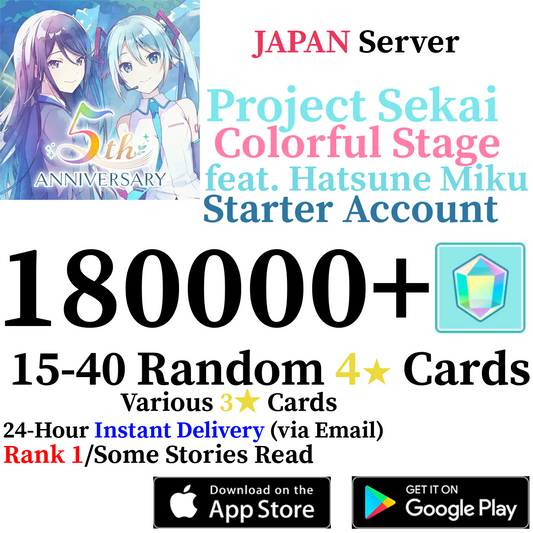 [JP] [INSTANT] 140000-180000+ Gems Project Sekai Colorful Stage ft Hatsune Miku PJSekai Reroll Starter Account