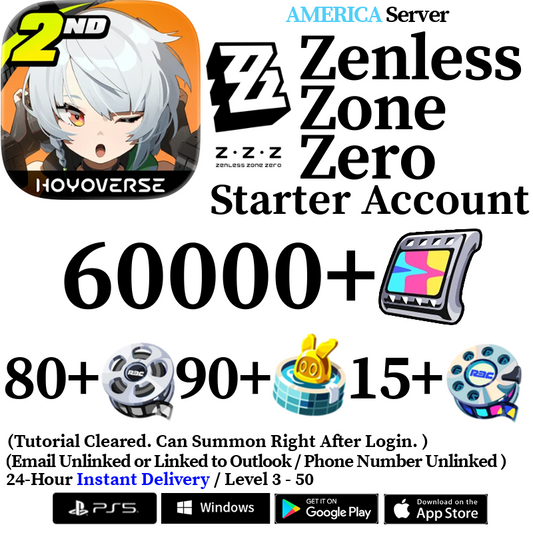 [AMERICA] [INSTANT] 3000-60000+ Polychrome, 100+ Master Tape Zenless Zone Zero ZZZ Starter Reroll Account
