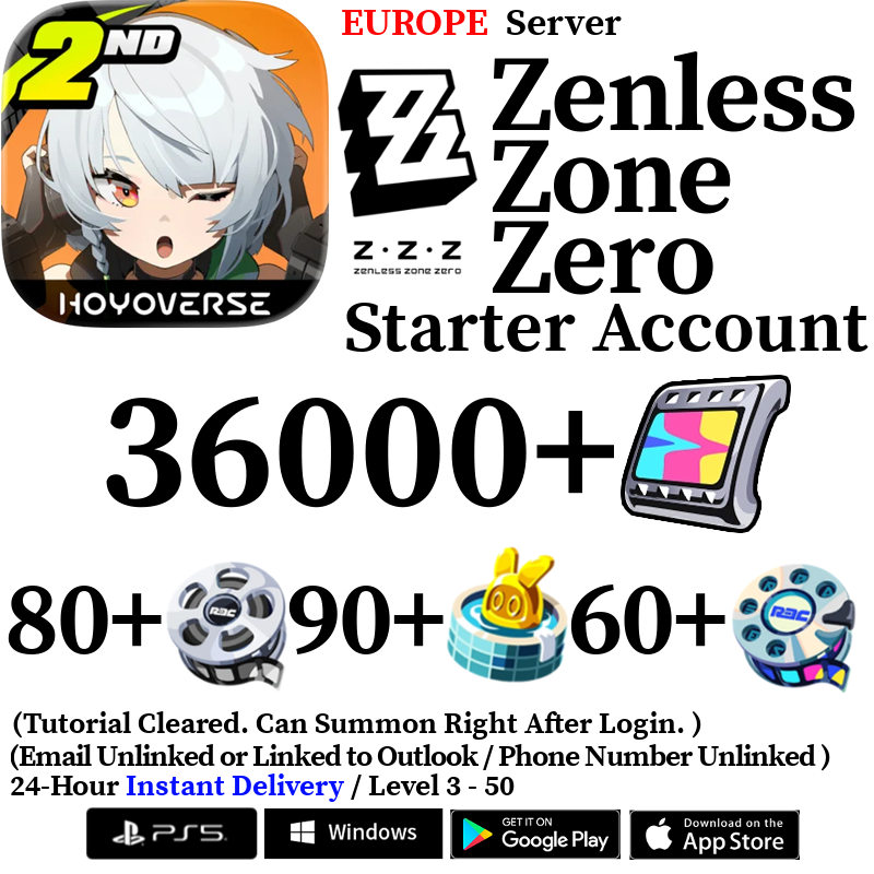 [EUROPE] [INSTANT] 36000+ Polychrome, 140+ Master Tape Zenless Zone Zero ZZZ Starter Reroll Account