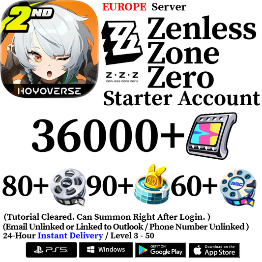 [EUROPE] [INSTANT] 36000+ Polychrome, 140+ Master Tape Zenless Zone Zero ZZZ Starter Reroll Account