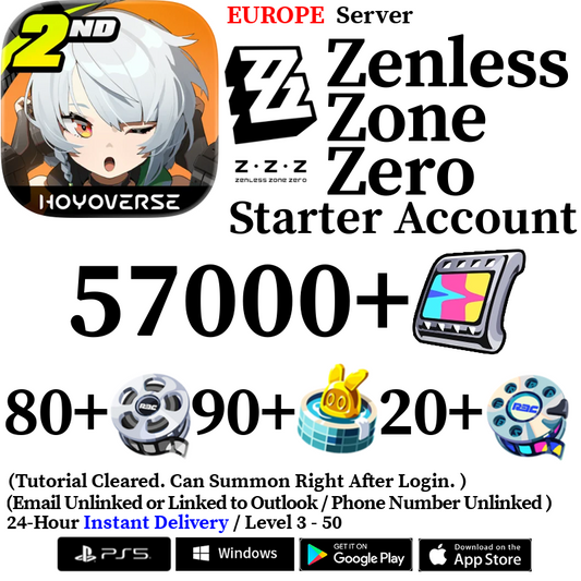 [EUROPE] [INSTANT] 30000-57000+ Polychrome, 140+ Master Tape Zenless Zone Zero ZZZ Starter Reroll Account