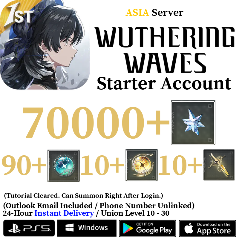 [ASIA/AS] [INSTANT] 10000-70000 Astrite, 100+ Tides Wuthering Waves Starter Reroll Account