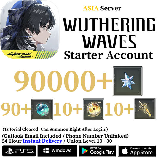 [ASIA/AS] [INSTANT] 10000-90000 Astrite, 100+ Tides Wuthering Waves Starter Reroll Account