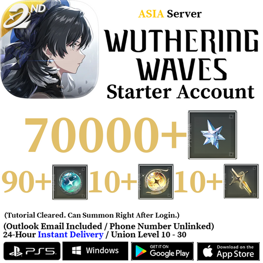 [ASIA/AS] [INSTANT] 10000-70000 Astrite, 100+ Tides Wuthering Waves Starter Reroll Account