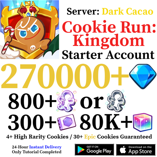 [GLOBAL/Dark Cacao] [INSTANT] 270,000+ Gems | Cookie Run: Kingdom Starter Reroll Account