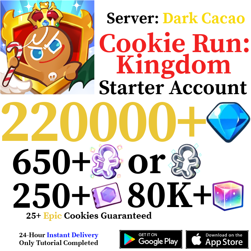 [GLOBAL/Dark Cacao] [INSTANT] 220,000+ Gems | Cookie Run: Kingdom Starter Reroll Account