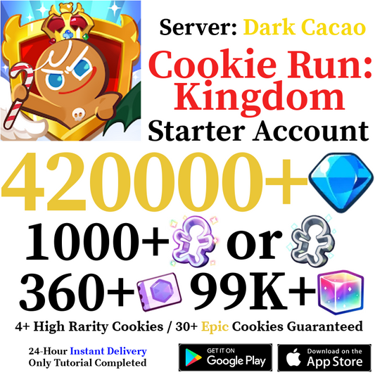 [GLOBAL/Dark Cacao] [INSTANT] 220,000-420,000+ Gems | Cookie Run: Kingdom Starter Reroll Account