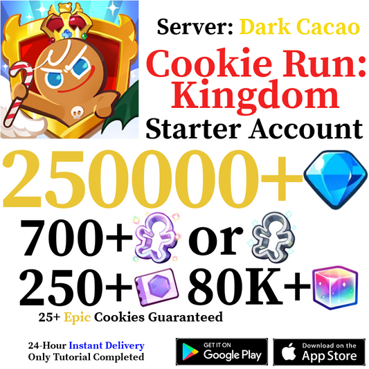 [GLOBAL/Dark Cacao] [INSTANT] 250,000+ Gems | Cookie Run: Kingdom Starter Reroll Account
