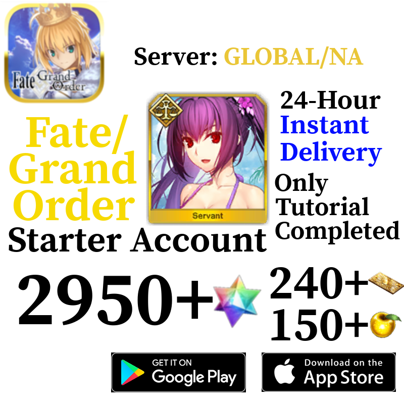 [ENGLISH/GLOBAL/NA][INSTANT] Summer Skadi Ruler + 2950+ SQ Fate Grand Order FGO Lv. 1 Starter Reroll Account