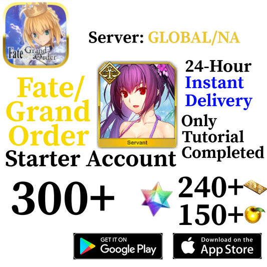 [ENGLISH/GLOBAL/NA][INSTANT] Summer Skadi Ruler + 3000+ SQ Fate Grand Order FGO Lv. 1 Starter Reroll Account