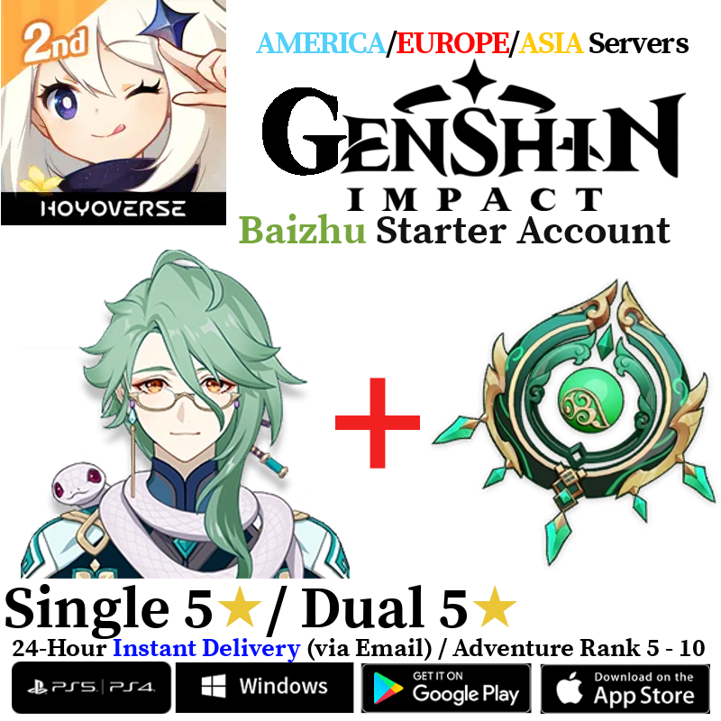 [AMERICA/EUROPE/ASIA] [INSTANT] Baizhu + Jadefall's Splendor Genshin Impact Fresh Starter Account AR10