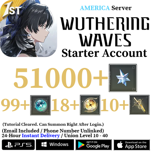 [AMERICA/NA] [INSTANT] 5500-51000 Astrite, 100+ Tides Zani Camellya Shorekeeper Wuthering Waves Starter Reroll Account