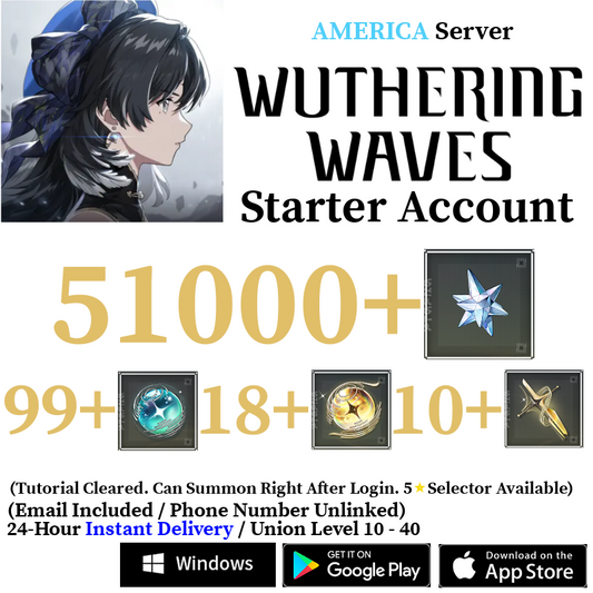 [AMERICA/NA] [INSTANT] 5500-51000 Astrite, 100+ Tides Camellya Shorekeeper Wuthering Waves Starter Reroll Account