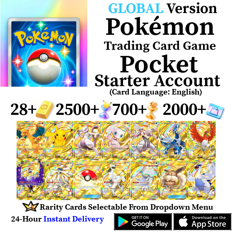 [GLOBAL] [INSTANT] Pokémon Pokemon TCG Pocket Crown Rarity Gold Lugia Ho-oh Eevee Nihilego Account (Card Language: English)