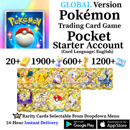 [GLOBAL] [INSTANT] Pokémon Pokemon TCG Pocket Crown Rarity Gold Mewtwo Palkia Dialga Arceus Account (Card Language: English)