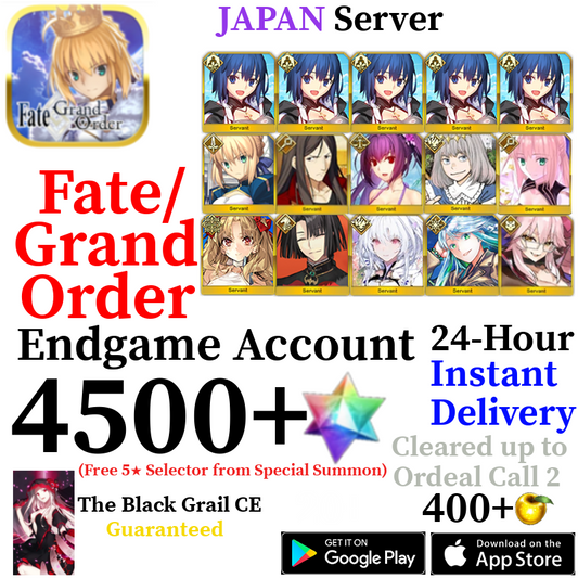 [JP] [INSTANT] NP5 Ciel + Summer Ereshkigal + Castoria + Skadi Ruler + Oberon + Vitch + Kukulkan + 4800+ SQ Fate Grand Order FGO Endgame Reroll Account