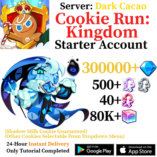 [GLOBAL/Dark Cacao] [INSTANT] Shadow Milk Cookie + 300,000+ Gems | Cookie Run: Kingdom Starter Reroll Account