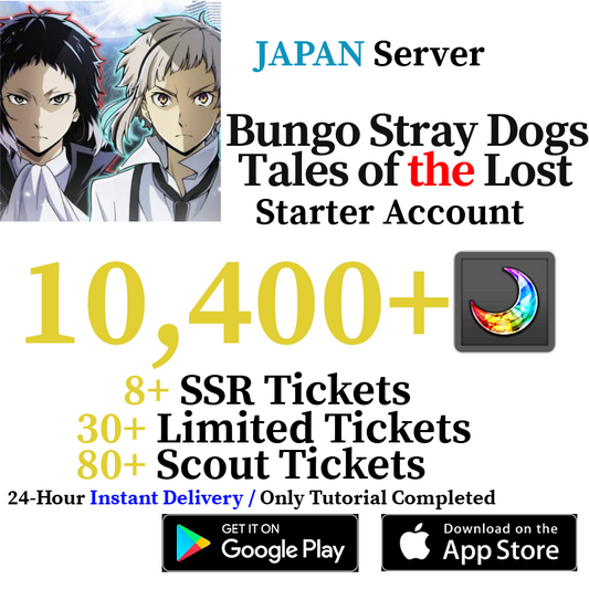 [JP] [INSTANT] 10400+ Gems Bungo Stray Dogs: Tales of the Lost Starter Reroll Account