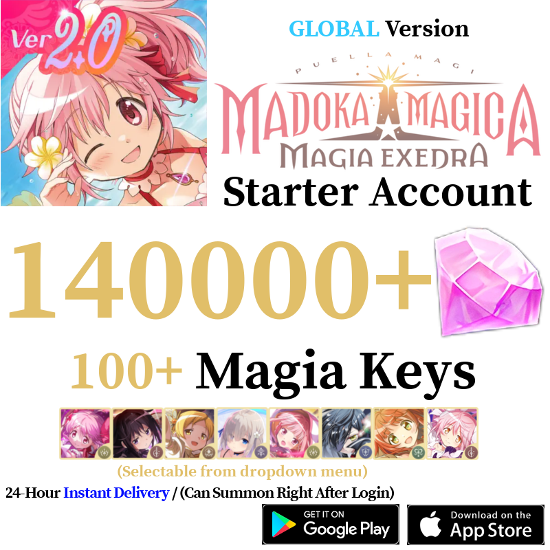 [GLOBAL] [INSTANT] (BUY 2 GET 3) 30000-140000+ Magica Stones, 11+ Magia Keys | Puella Magi Madoka Magica Magia Exedra Starter Reroll Account