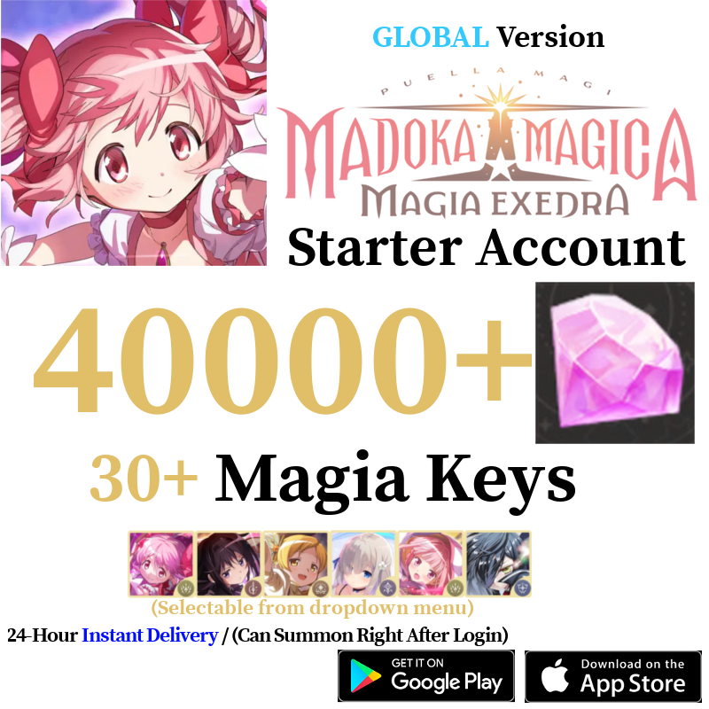 [GLOBAL] [INSTANT] (BUY 2 GET 3) 3600-40000+ Magica Stones, 11+ Magia Keys | Puella Magi Madoka Magica Magia Exedra Starter Reroll Account