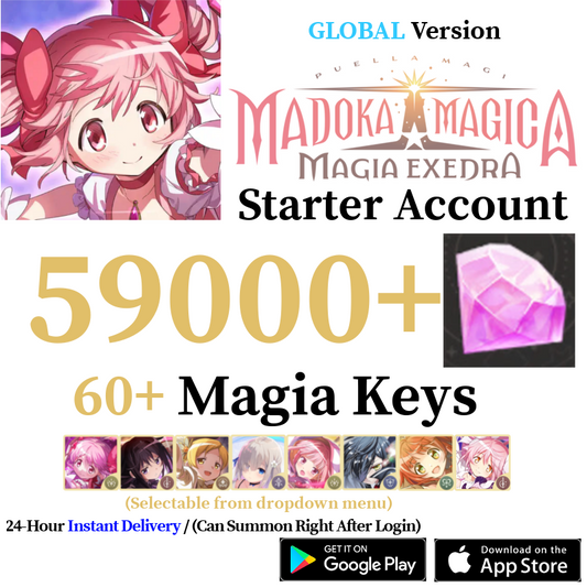 [GLOBAL] [INSTANT] (BUY 2 GET 3) 3600-59000+ Magica Stones, 11+ Magia Keys | Puella Magi Madoka Magica Magia Exedra Starter Reroll Account