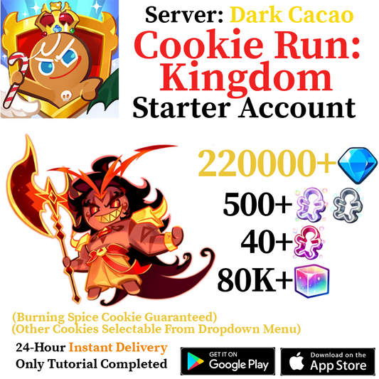 [GLOBAL/Dark Cacao] [INSTANT] Burning Spice Cookie + 170,000 - 220,000+ Gems | Cookie Run: Kingdom Starter Reroll Account