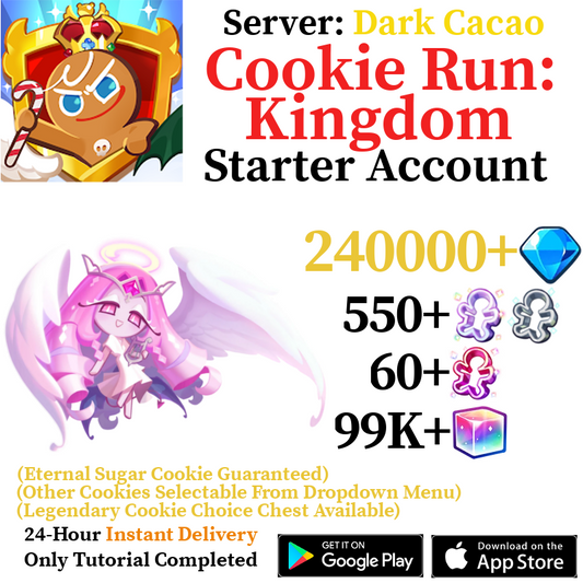 [GLOBAL/Dark Cacao] [INSTANT] Eternal Sugar Cookie + 240,000+ Gems | Cookie Run: Kingdom Starter Reroll Account