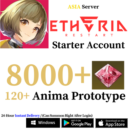 [ASIA] [INSTANT] (BUY 2 GET 3) 3000-8000+ Gems, 120+ Summon Tickets | Etheria: Restart Starter Reroll Account