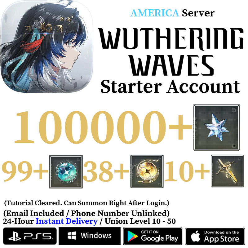 [AMERICA/NA] [INSTANT] 9000-100000+ Astrite, 100+ Tides Lynae Mornye Chisa Wuthering Waves Starter Reroll Account