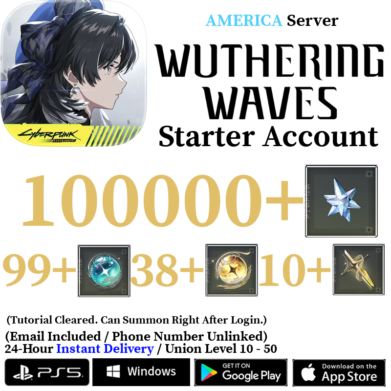 [AMERICA/NA] [INSTANT] 9000-100000+ Astrite, 100+ Tides Lynae Mornye Chisa Wuthering Waves Starter Reroll Account