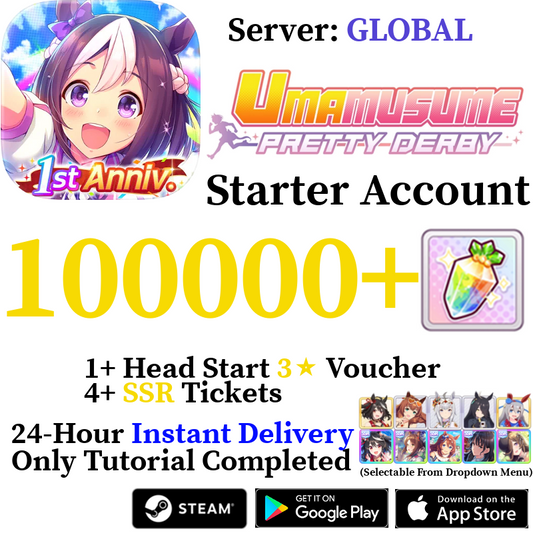 [GLOBAL] (BUY 2 GET 3) INSTANT 40000-103000+ Gems | Uma Musume Pretty Derby Starter Reroll Account
