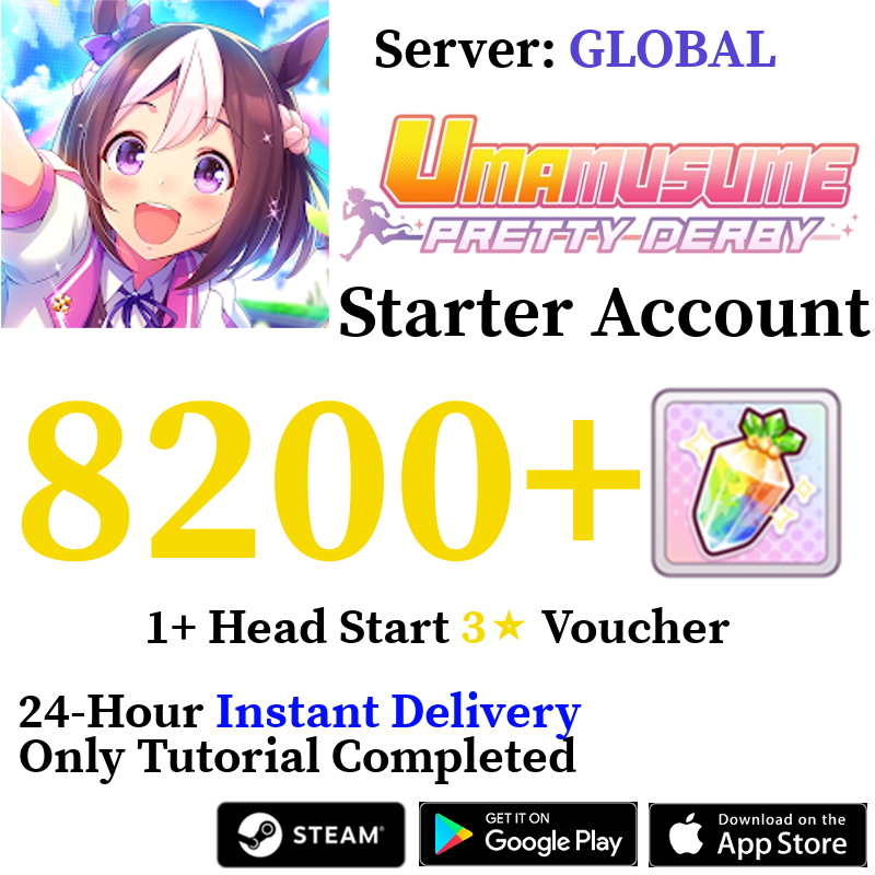 [GLOBAL] (BUY 2 GET 3) INSTANT 8200+ Gems | Uma Musume Pretty Derby Starter Reroll Account
