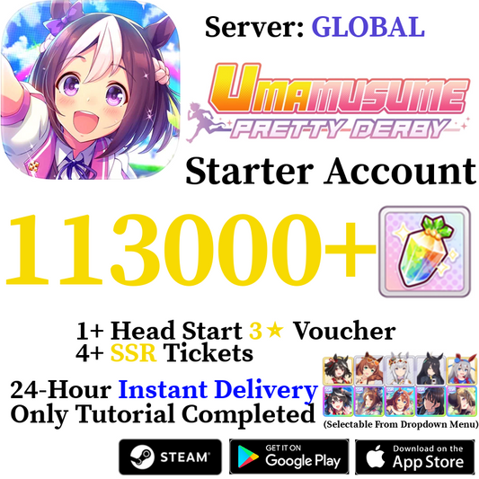 [GLOBAL] (BUY 2 GET 3) INSTANT 40000-113000+ Gems | Uma Musume Pretty Derby Starter Reroll Account