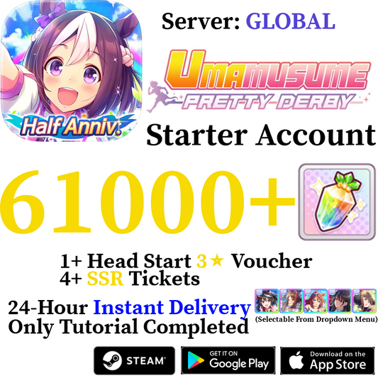 [GLOBAL] (BUY 2 GET 3) INSTANT 40000-61000+ Gems | Uma Musume Pretty Derby Starter Reroll Account