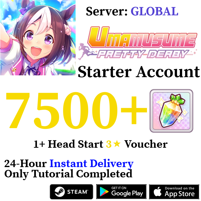 [GLOBAL] (BUY 2 GET 3) INSTANT 7500+ Gems | Uma Musume Pretty Derby Starter Reroll Account