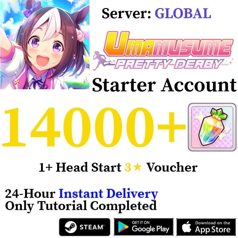 [GLOBAL] (BUY 2 GET 3) INSTANT 14000+ Gems | Uma Musume Pretty Derby Starter Reroll Account