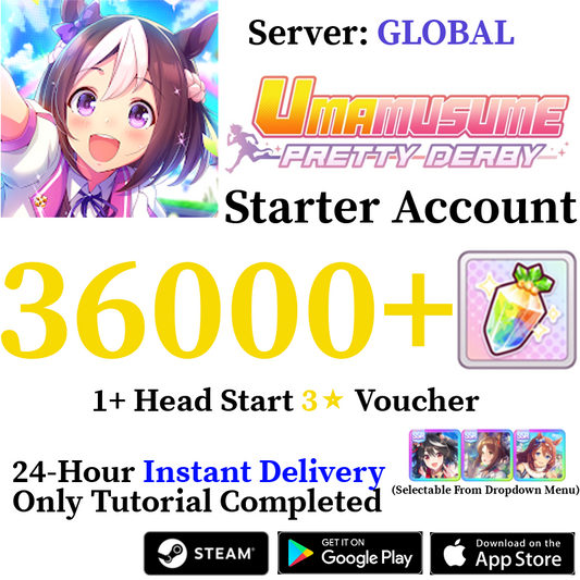 [GLOBAL] (BUY 2 GET 3) INSTANT 29000-30000+ Gems | Uma Musume Pretty Derby Starter Reroll Account