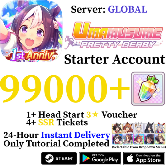 [GLOBAL] (BUY 2 GET 3) INSTANT 40000-99000+ Gems | Uma Musume Pretty Derby Starter Reroll Account