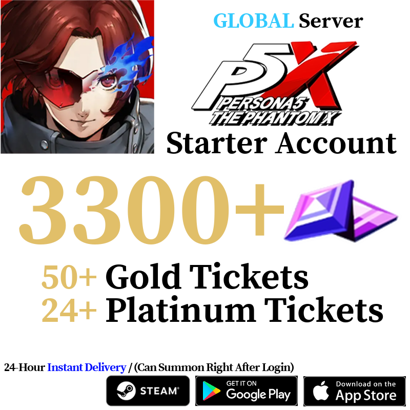 [GLOBAL] [INSTANT] (BUY 2 GET 3) 3300+ Gems, 70+ Summon Tickets | Persona 5: The Phantom X P5X Starter Reroll Account