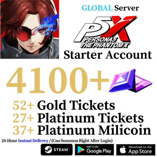 [GLOBAL] [INSTANT] (BUY 2 GET 3) 4100+ Gems, 70+ Summon Tickets | Persona 5: The Phantom X P5X Starter Reroll Account
