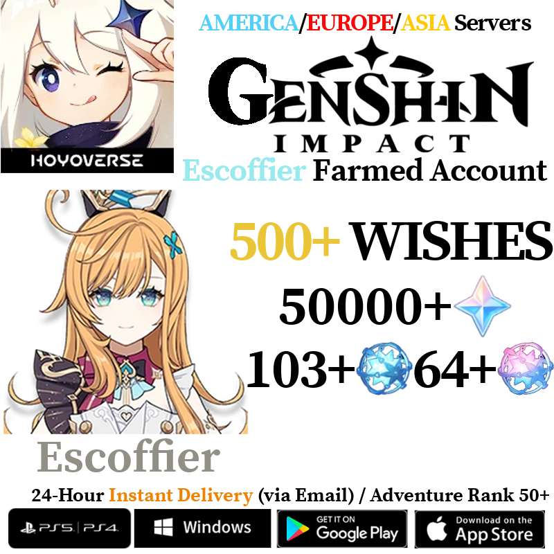 [AMERICA/EUROPE/ASIA] [INSTANT] Escoffier Genshin Impact Primogems Fates Reroll Account