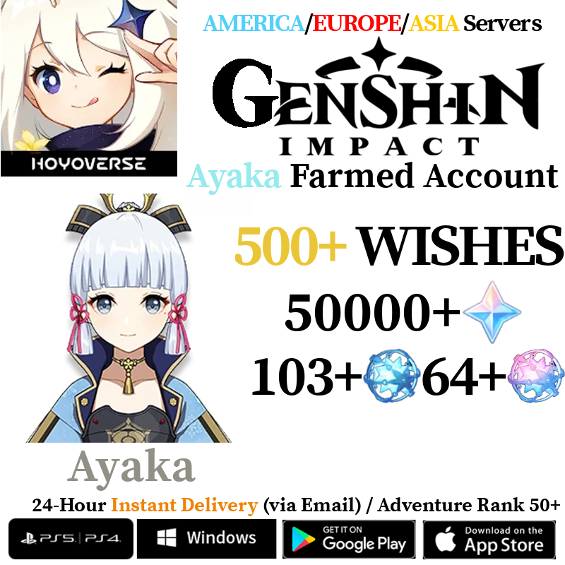 [AMERICA/EUROPE/ASIA] [INSTANT] Ayaka Genshin Impact Primogems Fates Reroll Account