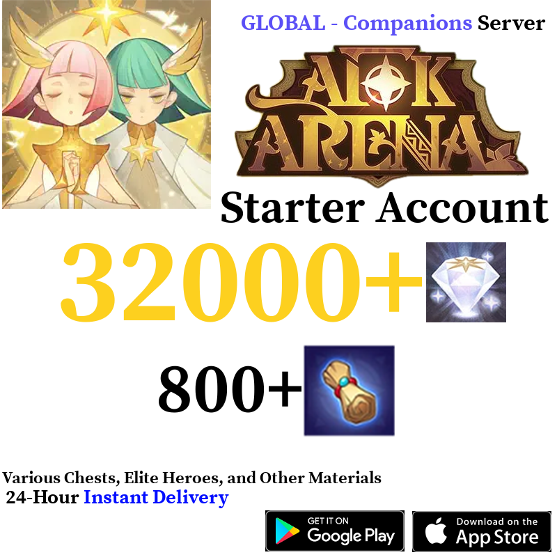 [GLOBAL - Companions Server] 32000+ Diamonds AFK Arena Starter Reroll Account