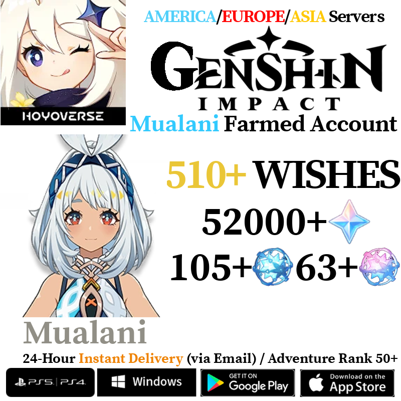 [AMERICA/EUROPE/ASIA] [INSTANT] Mualani Genshin Impact Primogems Fates Reroll Account