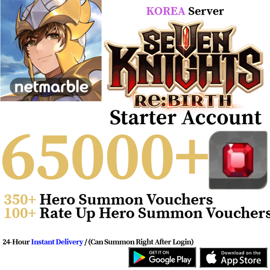 [KOREA] [INSTANT] 50000-65000+ Gems, 430+ Summon Tickets | Seven Knights Re:BIRTH Starter Reroll Account