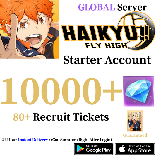 [GLOBAL] [INSTANT] 10000+ Gems, 80+ Summon Tickets | HAIKYU!! FLYHIGH Starter Reroll Account