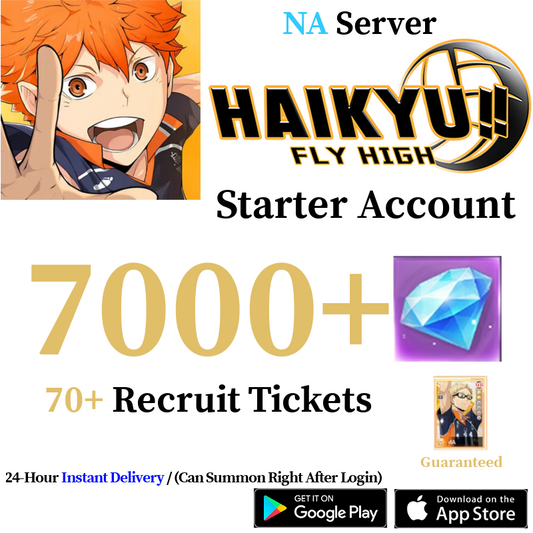 [NA] [INSTANT] 7000+ Gems, 70+ Summon Tickets | HAIKYU!! FLYHIGH Starter Reroll Account