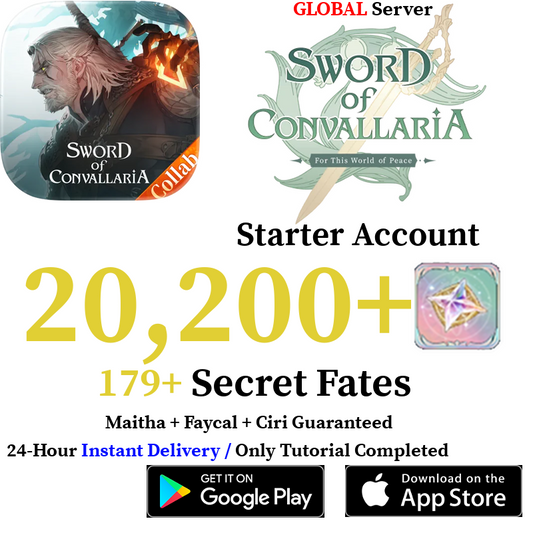 [GLOBAL] [INSTANT] 20200+ Gems, 179+ Fates | Sword of Convallaria Starter Reroll Account