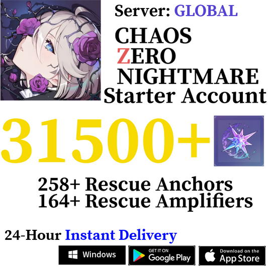 [GLOBAL] INSTANT 5000-31500+ Crystals | Chaos Zero Nightmare CZN Starter Reroll Account